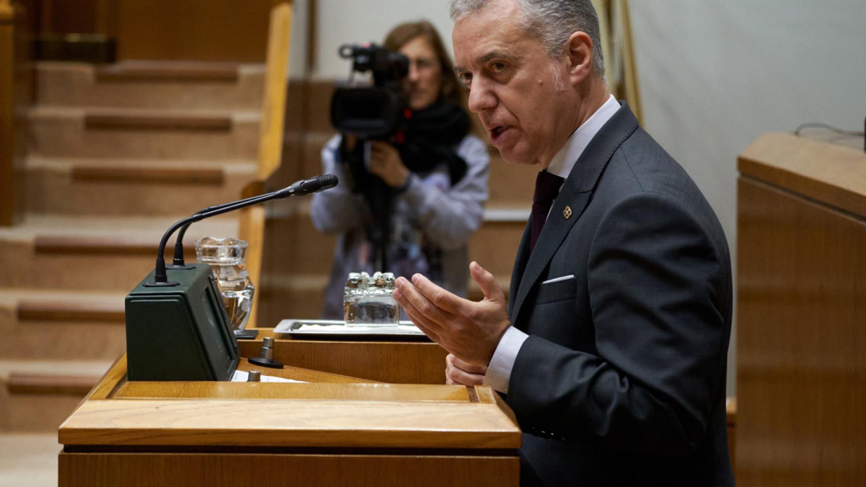 El lehendakari, Iigo Urkullu, este viernes en el Parlamento vasco. / EFE