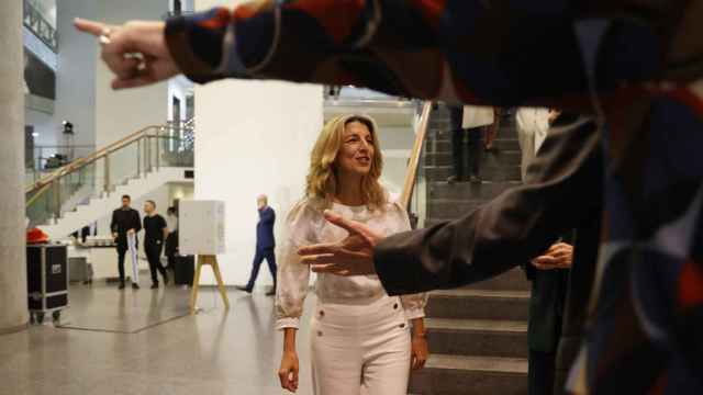 La vicepresidenta y ministra de Trabajo, Yolanda Daz, este lunes en Bilbao. / EFE
