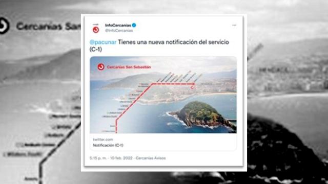 Mensaje de Renfe en Twitter a un viajero