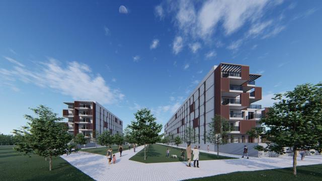 Imagen en 3D de una promoción de viviendas de Neinor Homes.