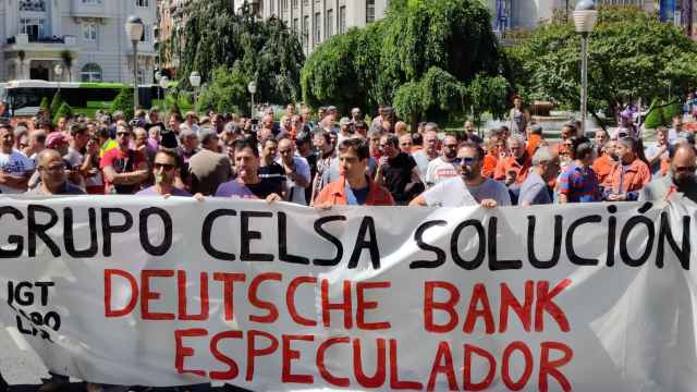 Trabajadores de Nervacero, del grupo Celsa, en Bilbao