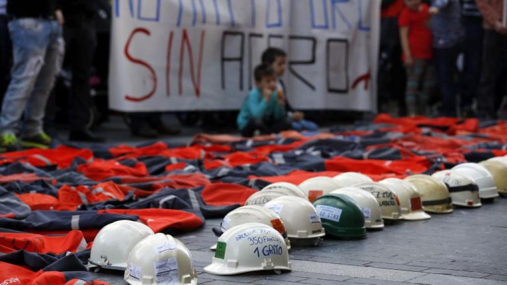 Miles de trabajadores de Arcelor Mittal de Zumárraga, durante la manifestación en 2016.
