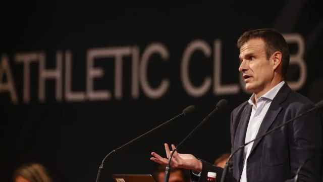 Jon Uriarte, presidente del Athletic Club, durante una Asamblea en el Palacio Euskalduna