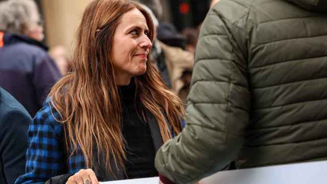 La actriz, Itziar Ituño, durante la movilización de Sare en apoyo a los presos de ETA / SARE