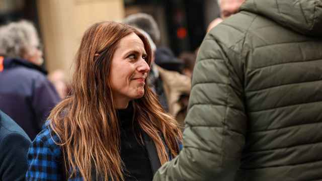 La actriz, Itziar Ituño, durante la movilización de Sare en apoyo a los presos de ETA / SARE