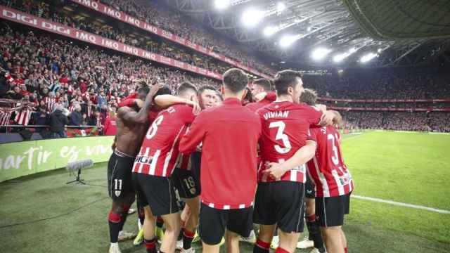 El Athletic Club celebra un gol en San Mamés.