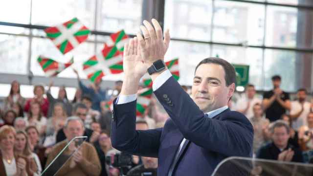 Imanol Pradales, candidato del PNV, en el acto de su designación en Durango.