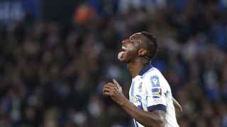 Sadiq, tras anotar gol ante el Sevilla esta temporada.