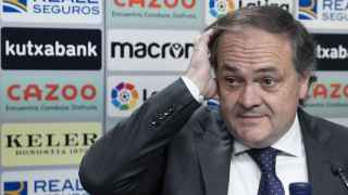 Jokin Aperribay, durante una rueda de prensa como presidente de la Real.