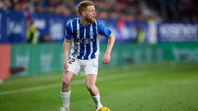 Carlos Vicente, durante un encuentro con la elástica del Deportivo Alavés.