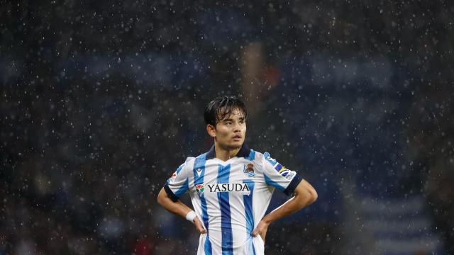 Take Kubo, durante un encuentro con la Real Sociedad esta temporada.