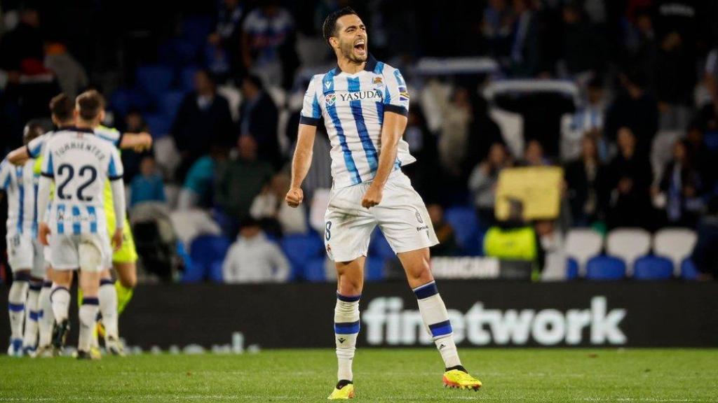 Mikel Merino, en su última temporada como jugador de la Real Sociedad.
