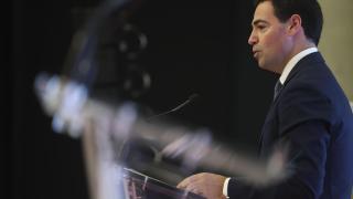 El lehendakari, Imanol Pradales, durante su intervención en el Foro Expectativas Económicas / LUIS TEJIDO - EFE