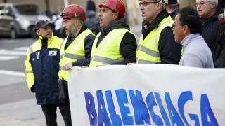 La plantilla de Balenciaga, durante la jornada del martes en San Sebastián.