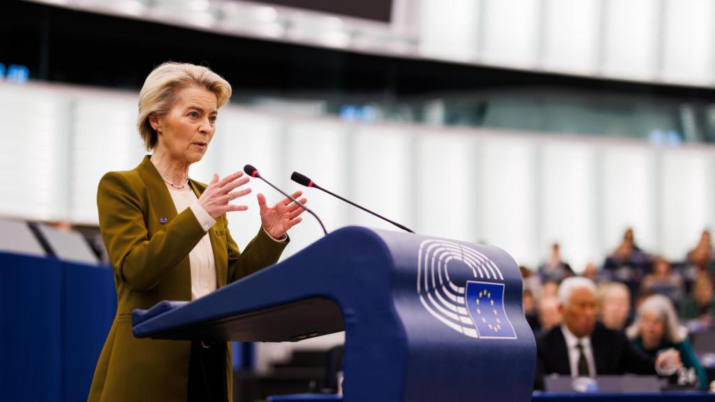 Ursula von der Leyen interviene en el Parlamento Europeo de Estrasburgo a 22 de enero de 2025