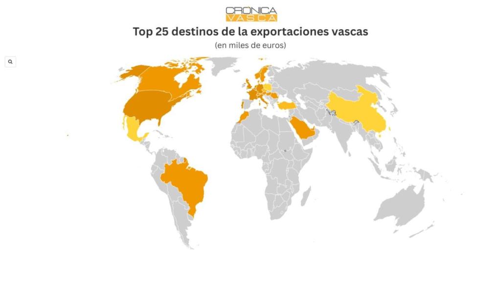 25 destinos a donde más exporta Euskadi