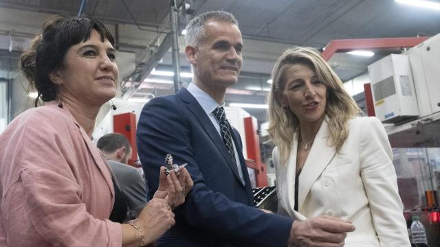 La vicepresidenta segunda y ministra de Trabajo y Economía Social, Yolanda Díaz, visita a la cooperativa Copreci del grupo Mondragon, a 9 de abril de 2025.