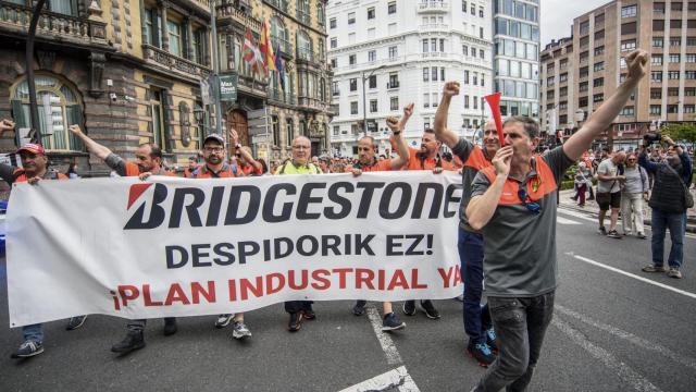 Trabajadores de Bridgestone el pasado 1 de mayo