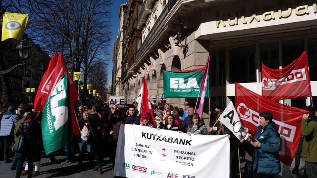 Movilización por la huelga en Kutxabank hace unos años