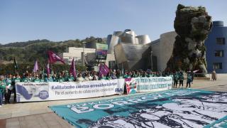 Trabajadoras de las residencias de Bizkaia, en huelga en 2023.