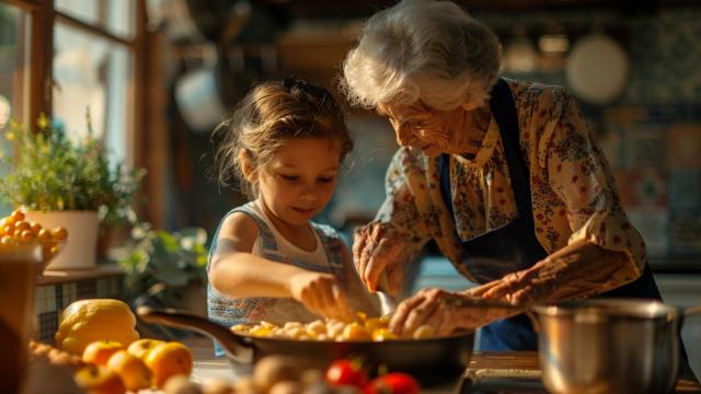 Abuela y nieta cocinando / Freepik