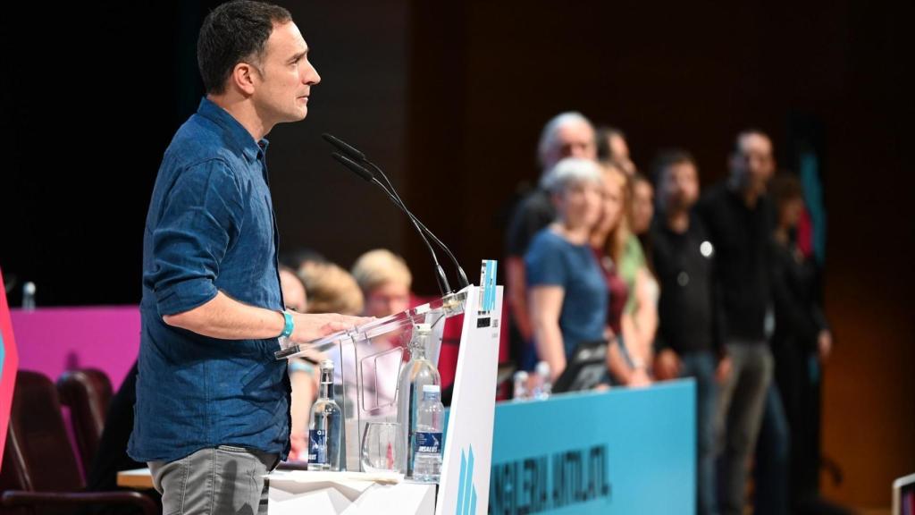 El secretario general de ELA, Mitxel Lakuntza, da un discurso en la segunda jornada del 16º Congreso de ELA