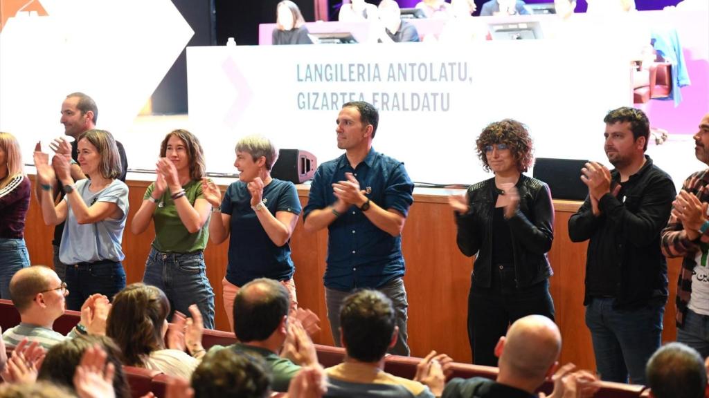 El secretario general de ELA, Mitxel Lakuntza (c), durante la segunda jornada del 16º Congreso de ELA