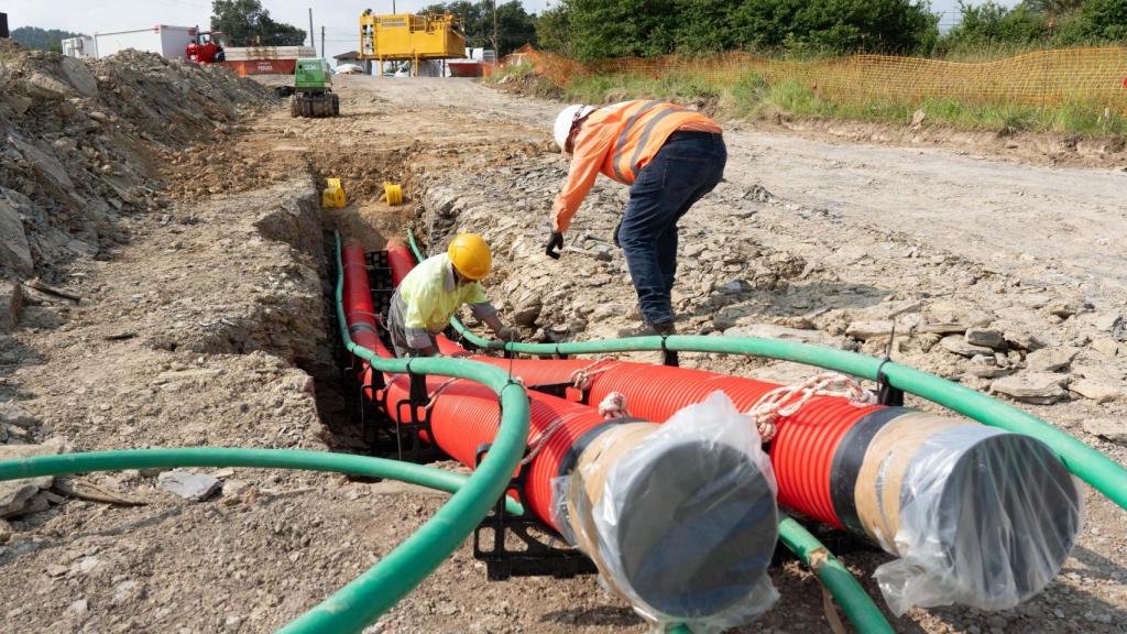 Obras de la línea subterránea de la interconexión con Francia por el Golfo de Bizkaia