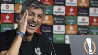 Imanol Alguacil, durante su etapa como técnico de la Real Sociedad.