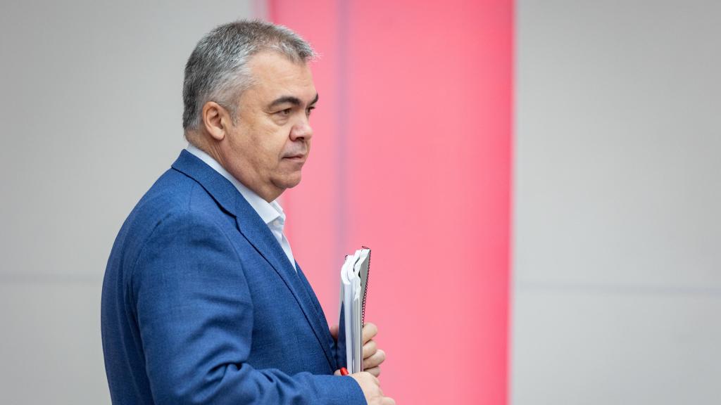 El secretario de Organización del PSOE, Santos Cerdán, en una reunión del comité organizador del 41 Congreso Federal del PSOE, en la sede del partido en Ferraz