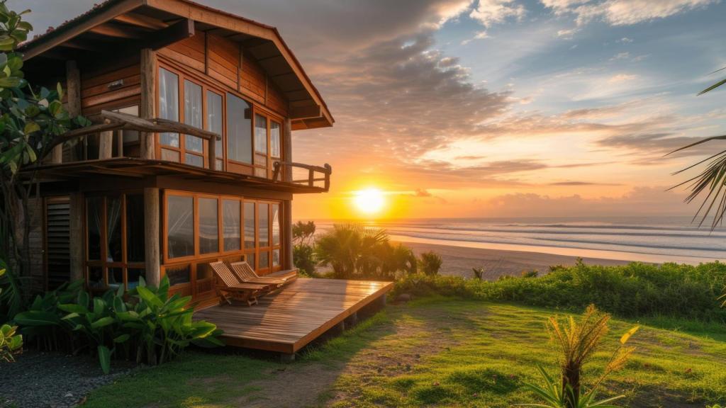 Un bungalow frente al mar.