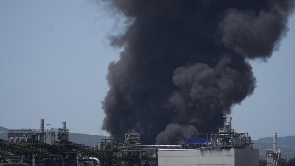 Grandes llamaradas y una columna visible desde todo Vitoria al arder la empresa LEA