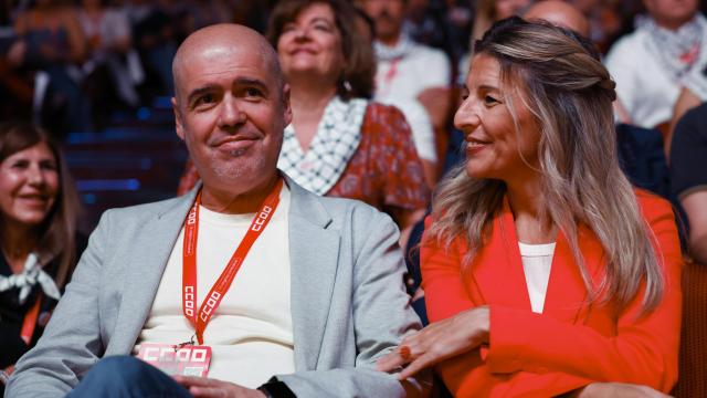 Unai Sordo junto a la vicepresidenta segunda del Gobierno, Yolanda Díaz