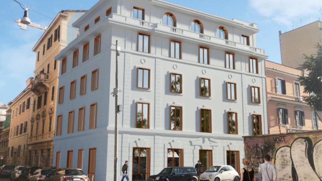 Imagen de cómo será el edificio con la fachada reconstruida de Líbere en Roma