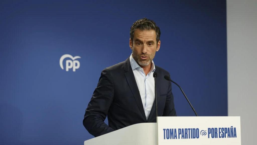 El portavoz nacional del PP, Borja Sémper, en la rueda de prensa posterior a la reunión del Comité de Dirección del partido este lunes en Madrid.  Mariscal/Efe