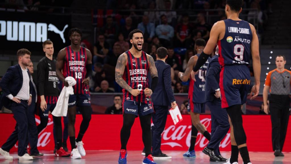 Markus Howard celebra una canasta anotada durante la temporada pasada con el Baskonia.