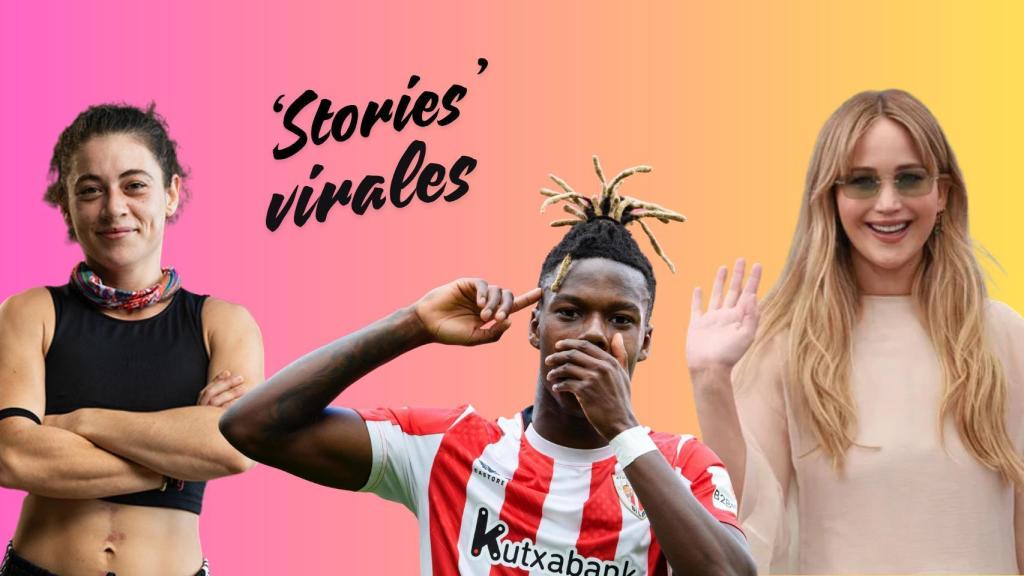 De izquierda a derecha: Marcela Damborenea, Iñaki Williams y Jennifer Lawrence