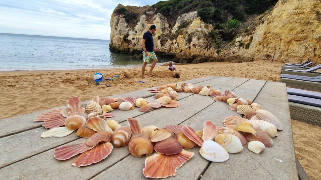 La playa dos Tremoços, bajo el hotel, que tiene su concesión,  pese a ser pequeña, dispone de socorrista