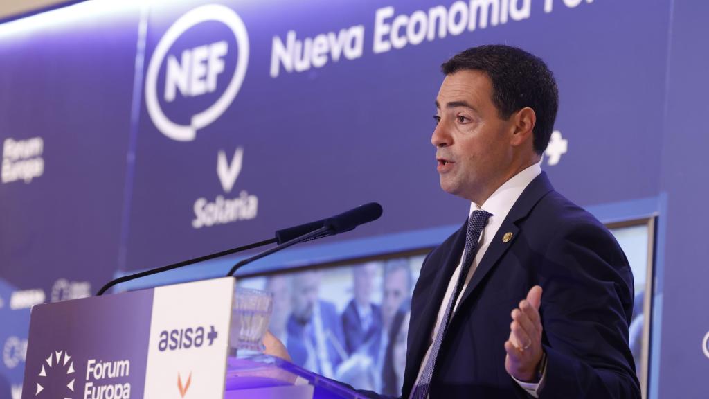 El lehendakari, Imanol Pradales, en el desayuno de Nueva Economía Fórum en Madrid