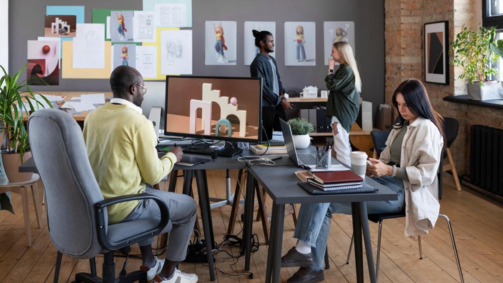 Publicitarios en zona de trabajo