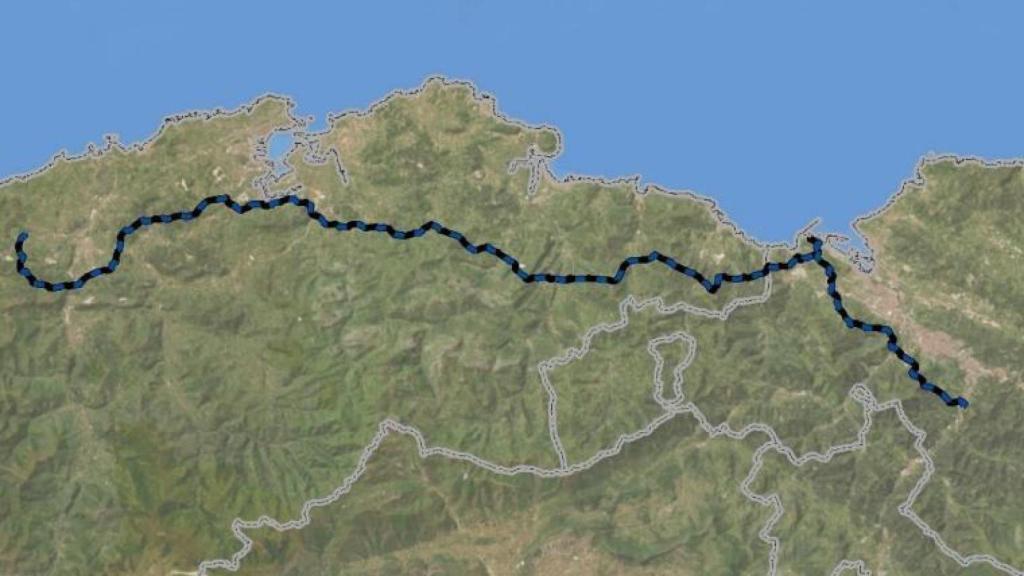 Tramo cántabro del tubo de hidrógeno de Enagás, con parte discurriendo por la margen izquierda de Bilbao y parada en Petronor