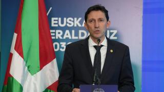 El consejero de Hacienda y Finanzas, Noël d'Anjou, en la presentación del Plan Euskadi Eraldatuz 2030 en Bilbao