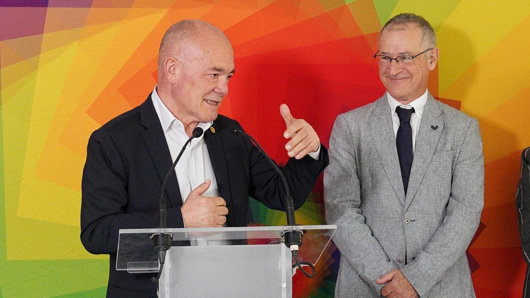 El consejero de Ciencia, Universidades e Innovación, Juan Ignacio Pérez Iglesias, este miércoles junto al rector de la UPV/EHU, Joxerramon Bengoetxea.