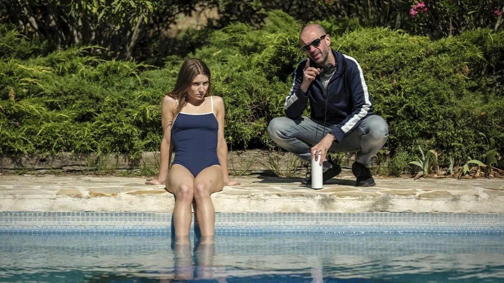 La actriz Julia Martínez y Fernando Franco en un momento del rodaje de 'Subsuelo'