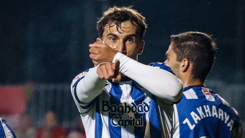 Mikel Goti celebra el gol anotado esta temporada en Copa del Rey.