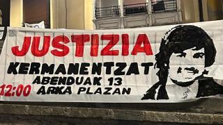 Pancarta con la silueta de Kerman que anuncia la concentración de este sábado 13 de diciembre para pedir justicia por la víctima