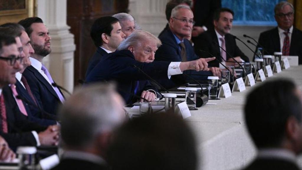 Donald Trump, durante el encuentro entre Estados Unidos, Dinamarca y Groenlandia para debatir el futuro de la isla