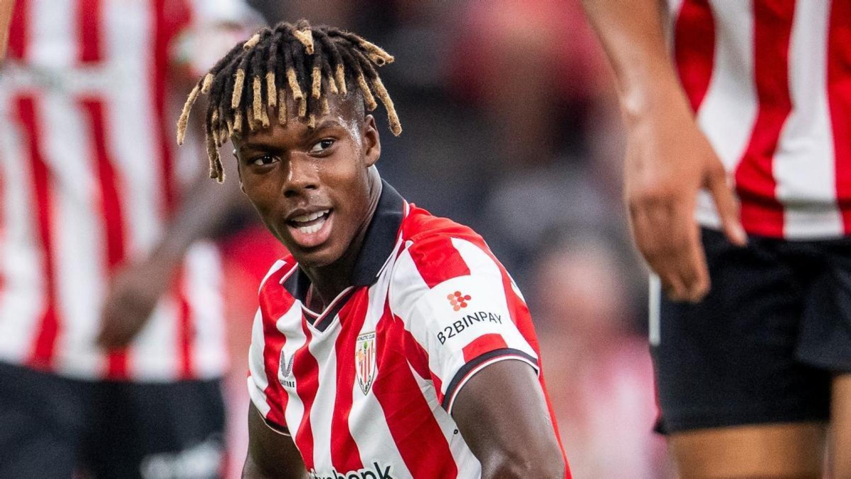 Nico Williams, durante un encuentro con el Athletic Club.