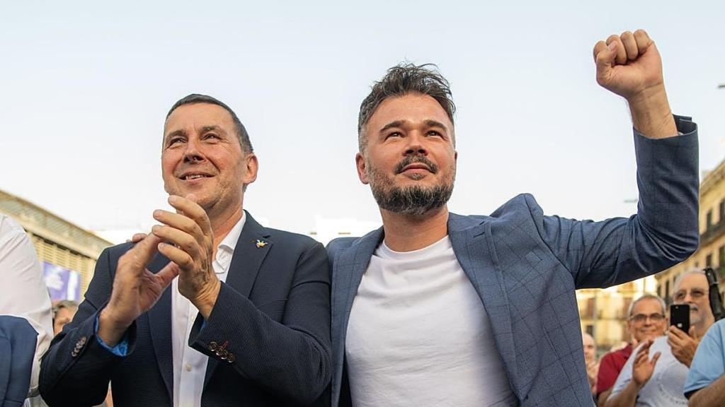 Arnaldo Otegi y Gabriel Rufián en un acto conjunto.