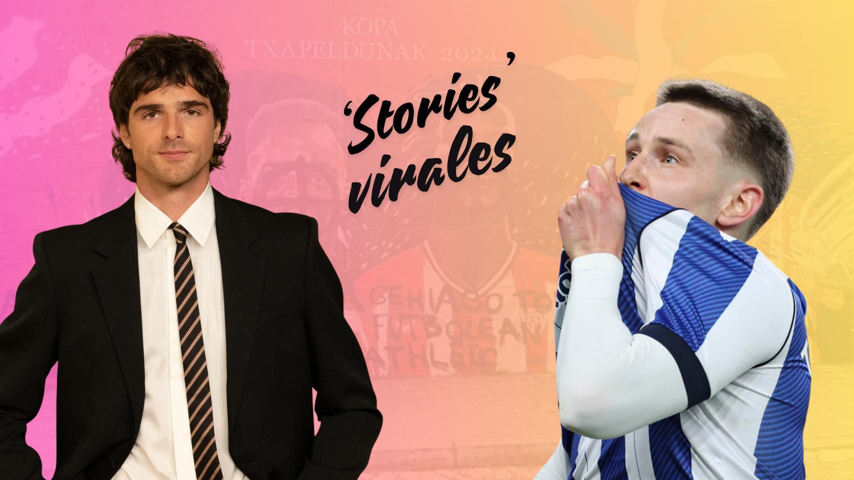 De izquierda a derecha: el actor Jacob Elordi y el futbolista de la Real Sociedad, Beñat Turrientes